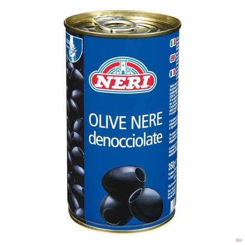 Olívabogyó fekete magozott fémdobozban 350 g Neri