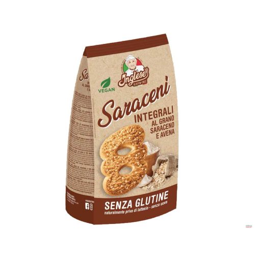 Saraceni teljes kiőrlésű keksz 300g gluténmentes Inglese